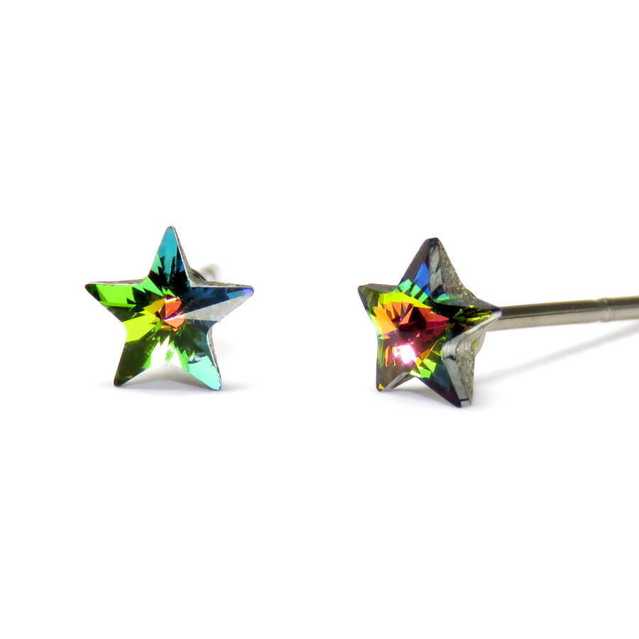 Túl a szivárványon - Swarovski® kristályos csillag alakú fülbevaló - nemesacél